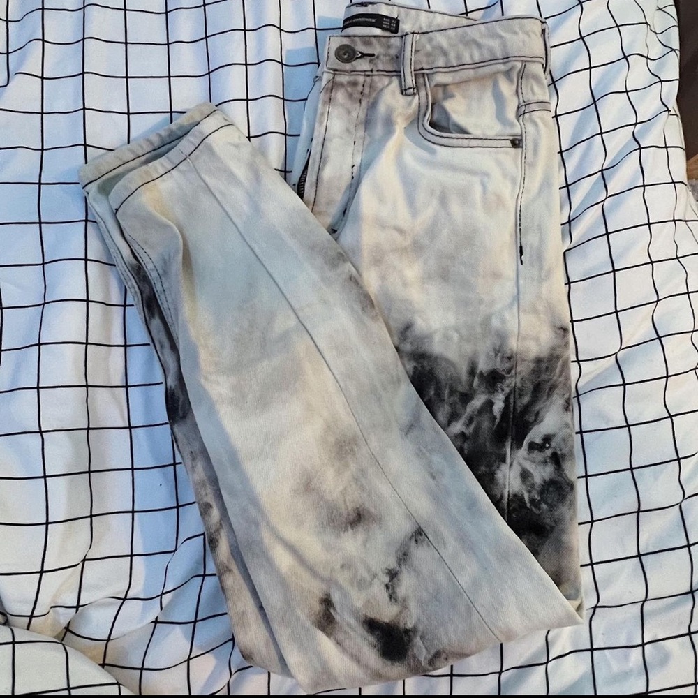 ZARA high rise tie dye bleach wash mom jeans